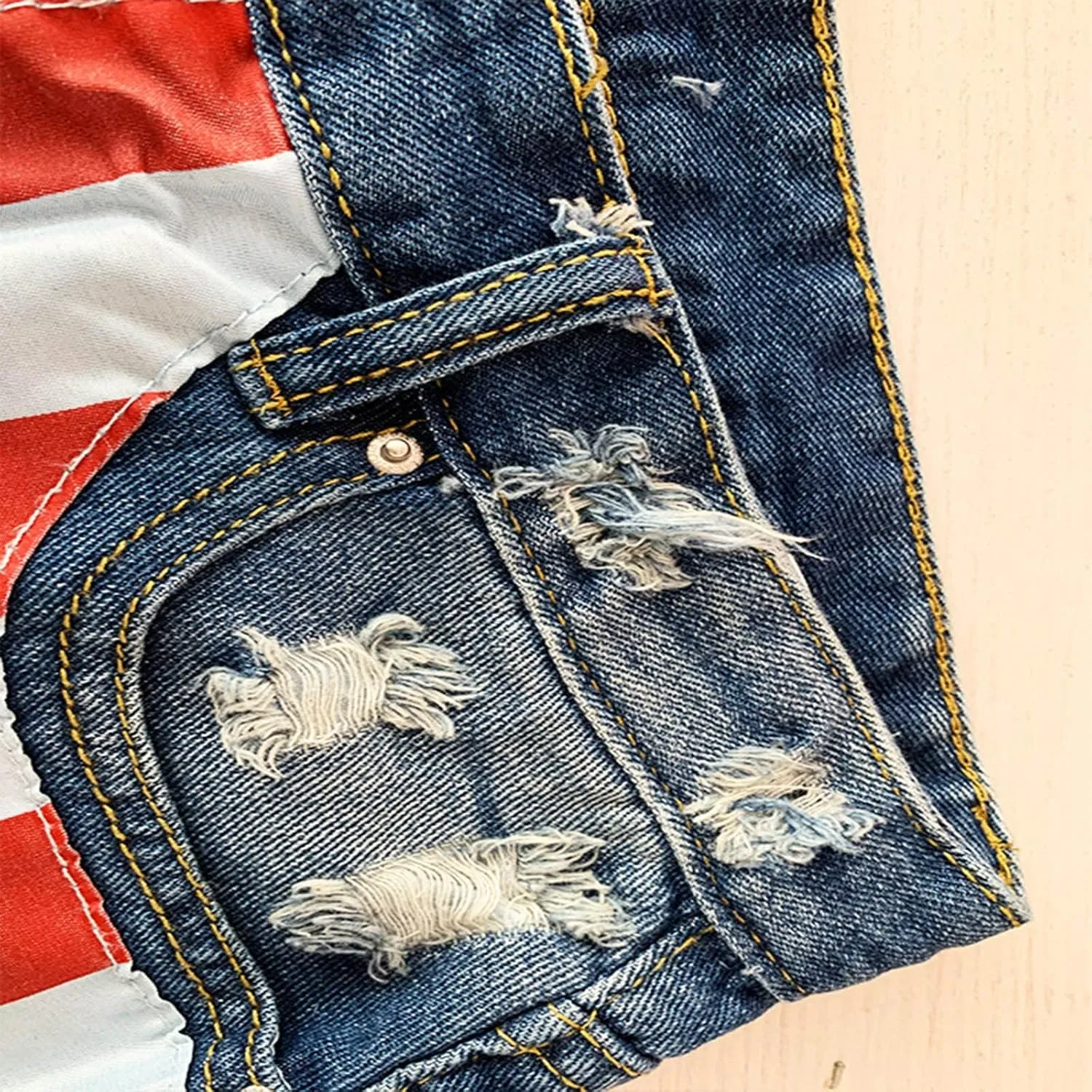 4th of July Shorts for Women American Flag Printed Denim Shorts High Waisted American Flag Womens Shorts