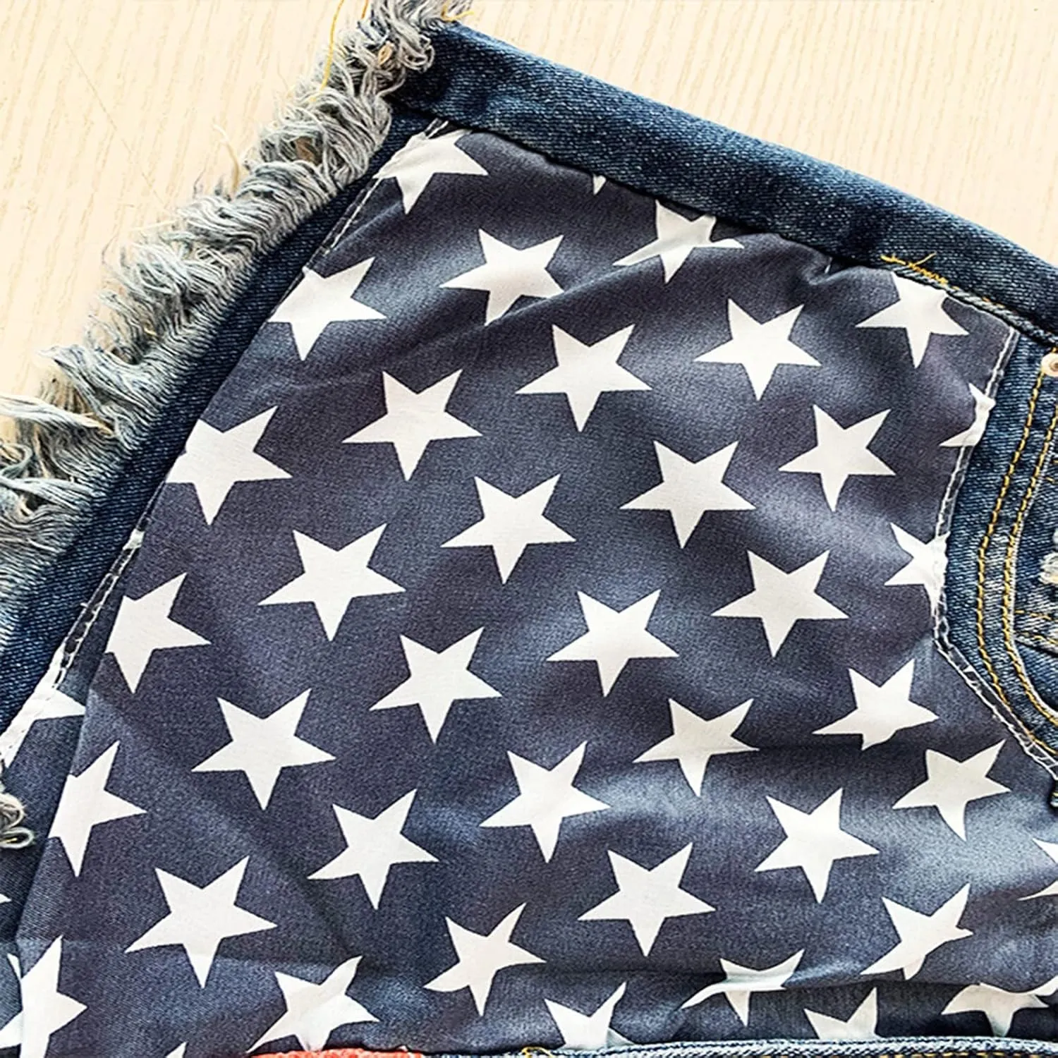 4th of July Shorts for Women American Flag Printed Denim Shorts High Waisted American Flag Womens Shorts