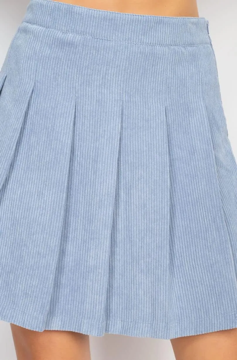 A-line Corduroy Pleated Mini Skirt, Fashion Womens Mini Skirt Womens Casual Mini Skirt Womens Work Mini Skirt