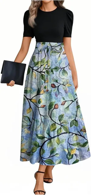 A Line Dresses for Women 2025 Elegant Classy Empire Waist Short Sleeve Wedding Guest Dress Summer Work Wrap Sundress
