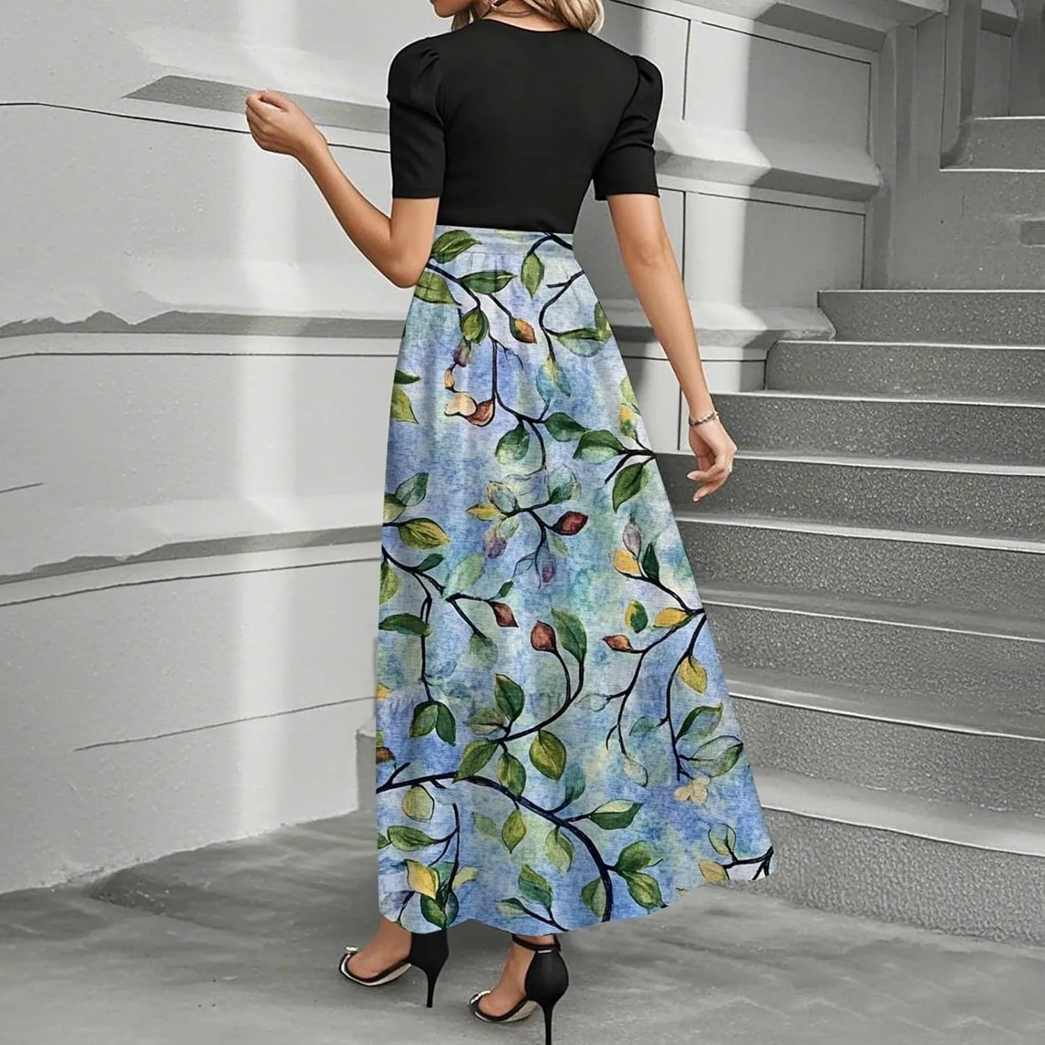 A Line Dresses for Women 2025 Elegant Classy Empire Waist Short Sleeve Wedding Guest Dress Summer Work Wrap Sundress