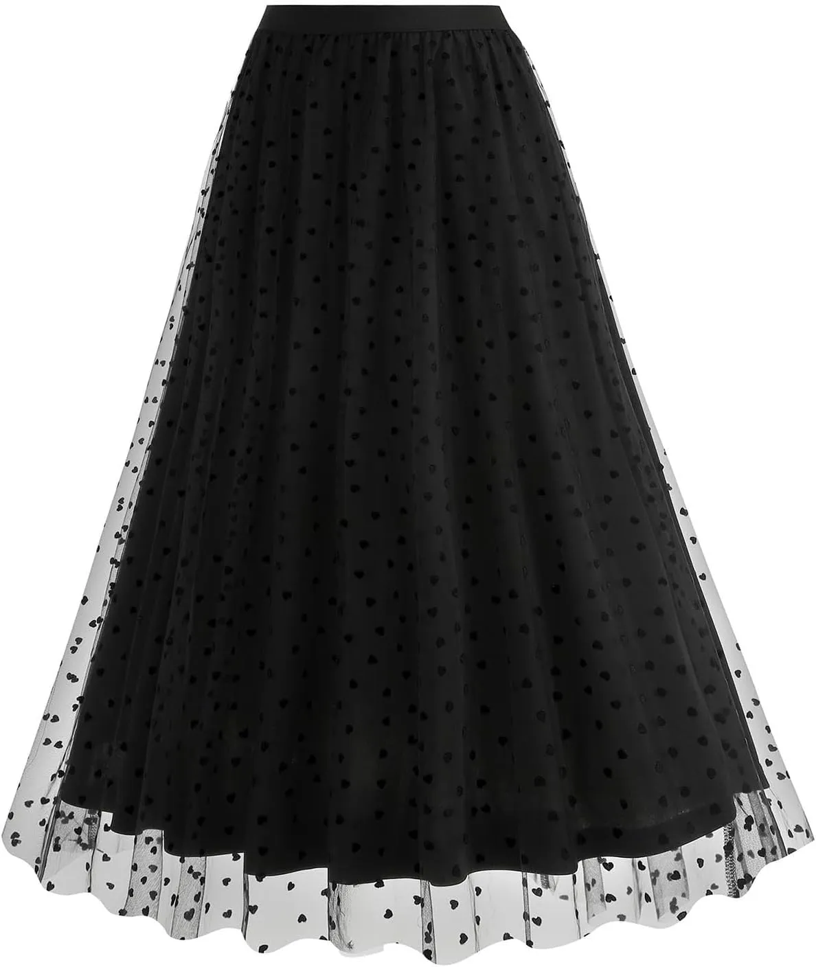A Line Skirts for Women Mesh Midi Flowy Skirts Elastic Waist Elegant Tulle Fairy Skirts Layered Wedding Guest Skirts