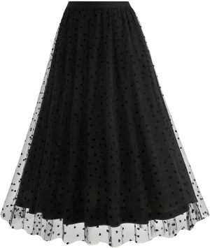 A Line Skirts for Women Mesh Midi Flowy Skirts Elastic Waist Elegant Tulle Fairy Skirts Layered Wedding Guest Skirts