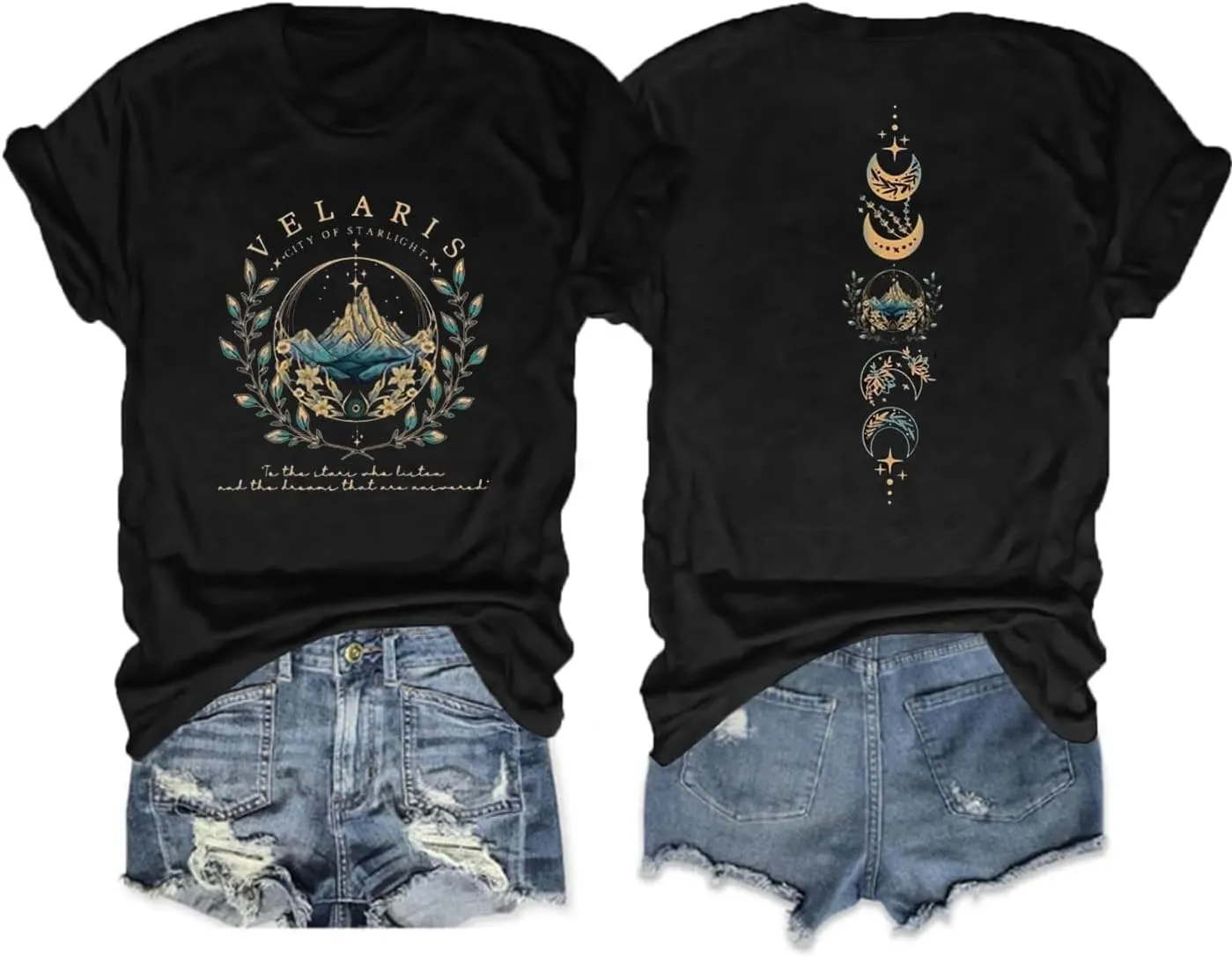 Acotar Velaris Night Court Shirt Women City of Starlight Vintage Book Gift Tees Stars Graphic Short Sleeve Tshirt Tops