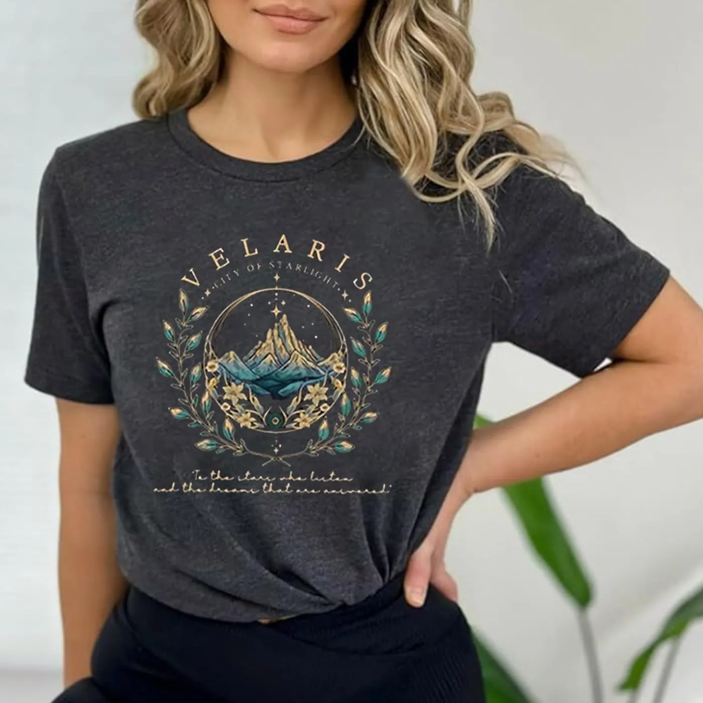 Acotar Velaris Night Court Shirt Women City of Starlight Vintage Book Gift Tees Stars Graphic Short Sleeve Tshirt Tops