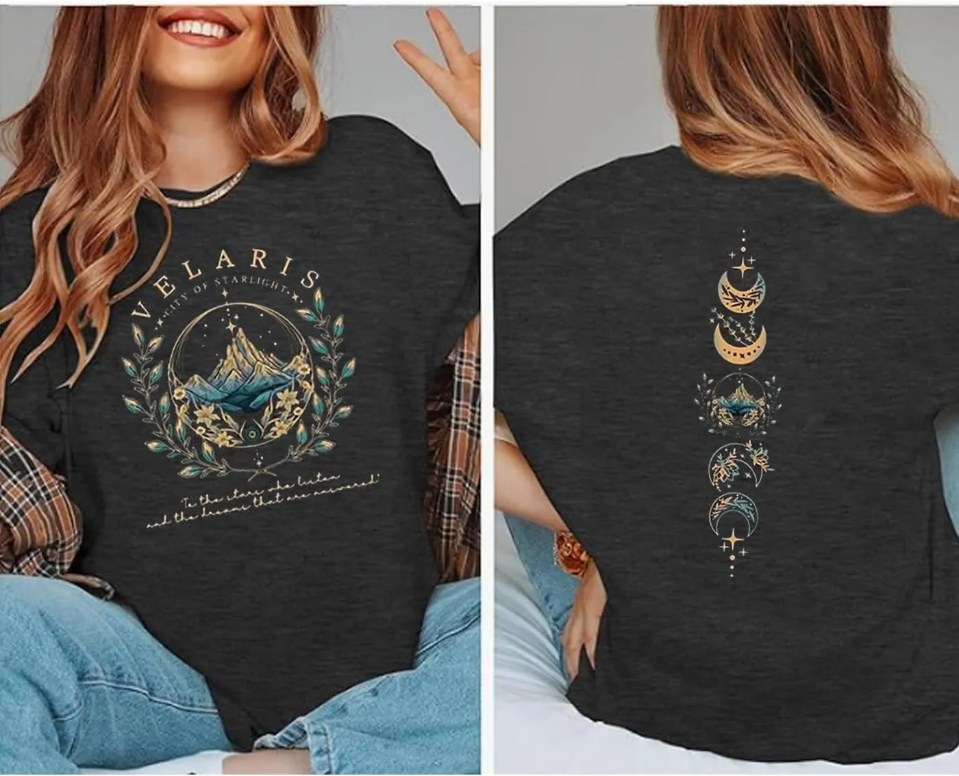 Acotar Velaris Night Court Shirt Women City of Starlight Vintage Book Gift Tees Stars Graphic Short Sleeve Tshirt Tops
