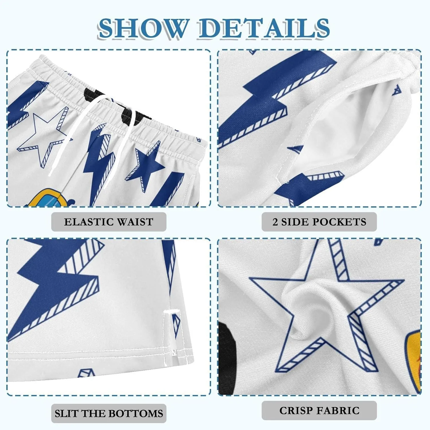 Aflyko Boys Casual Shorts Cute Summer Daily Outfit with Pockets