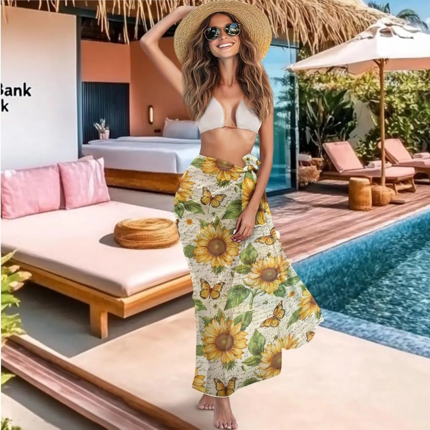 AFPANQZ Luxury Bikini & Sarong Cover Up Set Triangle Top with Long Wrap Quick Dry Fabric Pool Spa & Honeymoon Swimwear