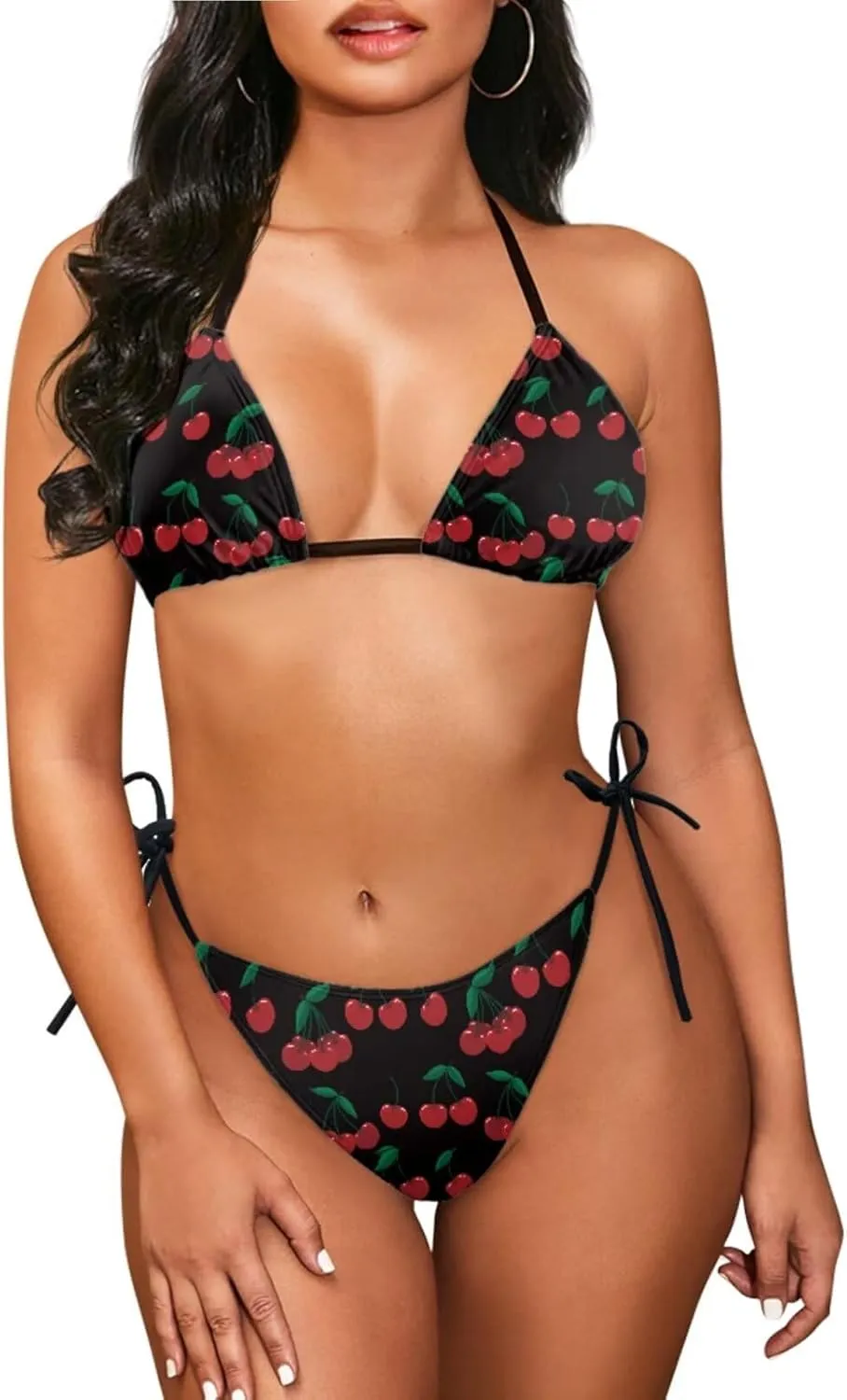 AFPANQZ Sexy Bikini Swimsuit with Matching Cover Up - Halter Triangle Top & Lightweight Chiffon Wrap for Spa/Cruise