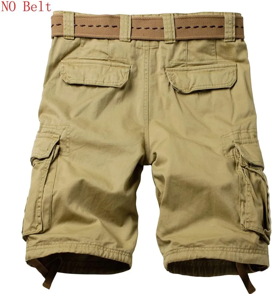 AKARMY Men's Camo Cargo Shorts Outdoor Multi-Pocket Cotton Casual Shorts with No Belt