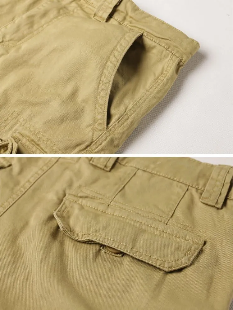 AKARMY Men's Camo Cargo Shorts Outdoor Multi-Pocket Cotton Casual Shorts with No Belt
