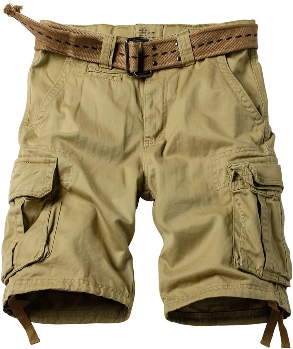 AKARMY Men's Camo Cargo Shorts Outdoor Multi-Pocket Cotton Casual Shorts with No Belt