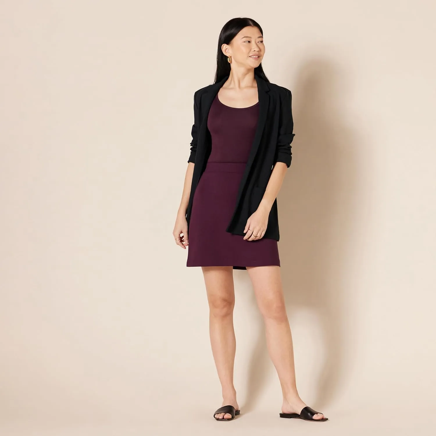 Amazon Essentials Women's Ponte Pull-On Mini Length A-Line Skirt