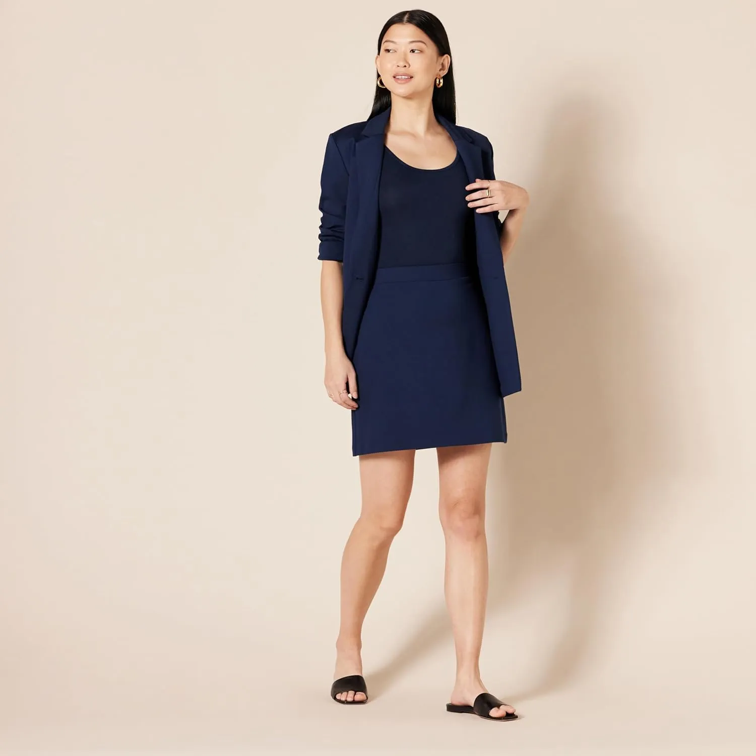 Amazon Essentials Women's Ponte Pull-On Mini Length A-Line Skirt