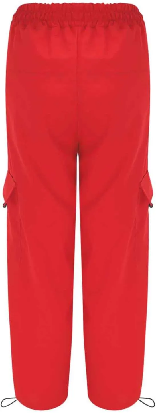 Baggy Parachute Pants for Women Drawstring Elastic High Waist Hip Hop Cargo Pants Multiple Pockets Jogger Y2K Pants