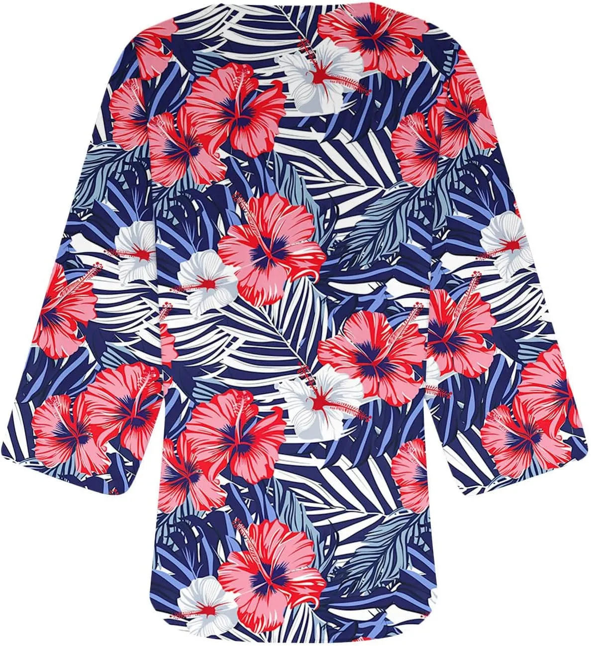 Beach Coverups for Women Floral Printed 3/4 Sleeve Kimono Loose Open Front Cardigan Summer Vacation Outfits
