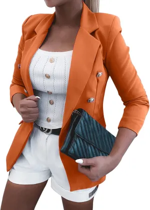 Blazers for Womens Fall Trendy Lapel Long Sleeve Sport Jacket Casual Chest Button Open Front Cardigans 2024 Work Suit