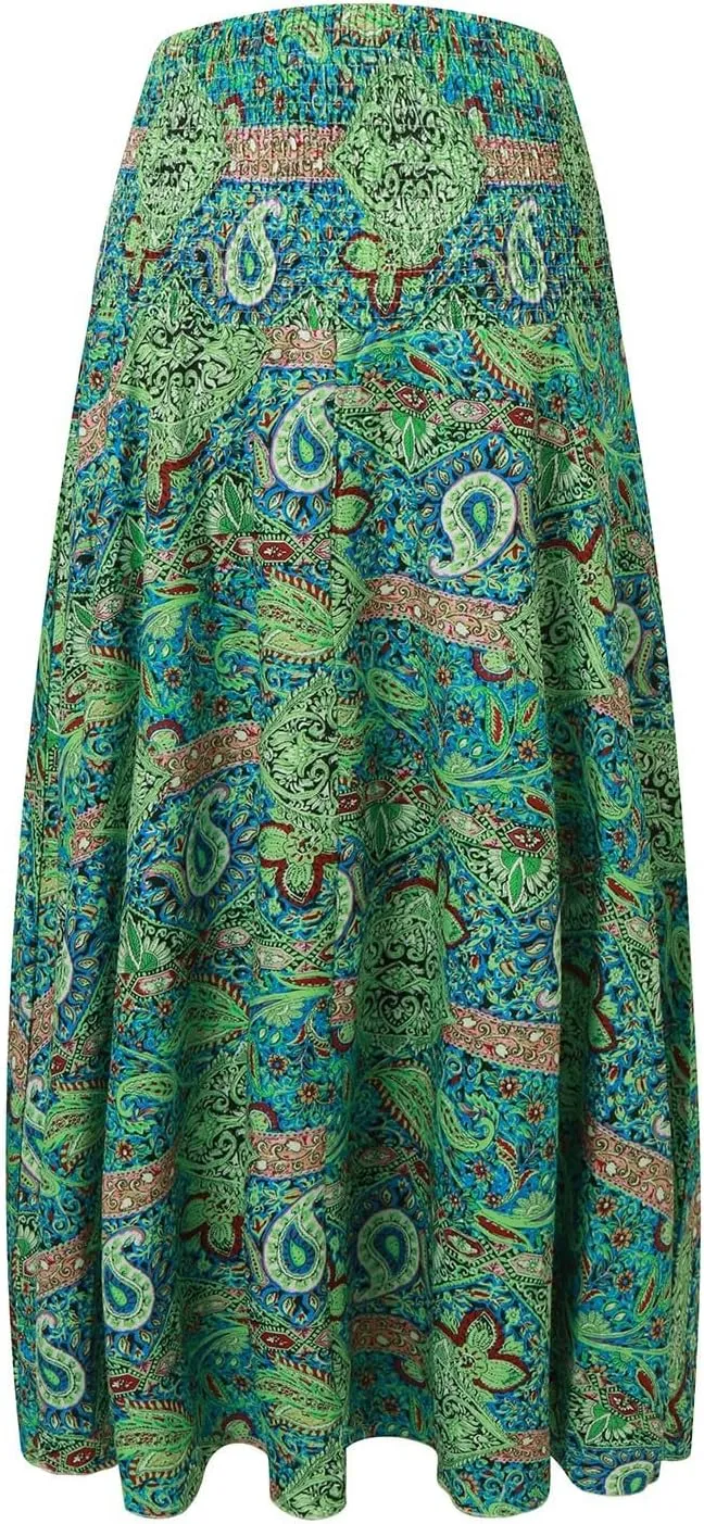 Boho Maxi Skirts for Women 2025 Summer Elegant High Waisted Flowy Swing A-Line Floral Long Skirt