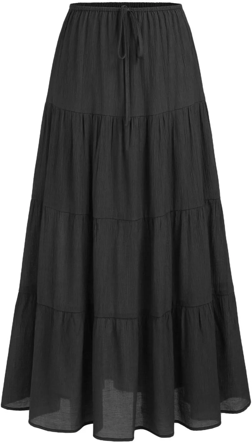 Boho Maxi Skirts for Women 2025 Summer Vacation High Waisted Floral Printed Flowy Ruffle Long Skirt