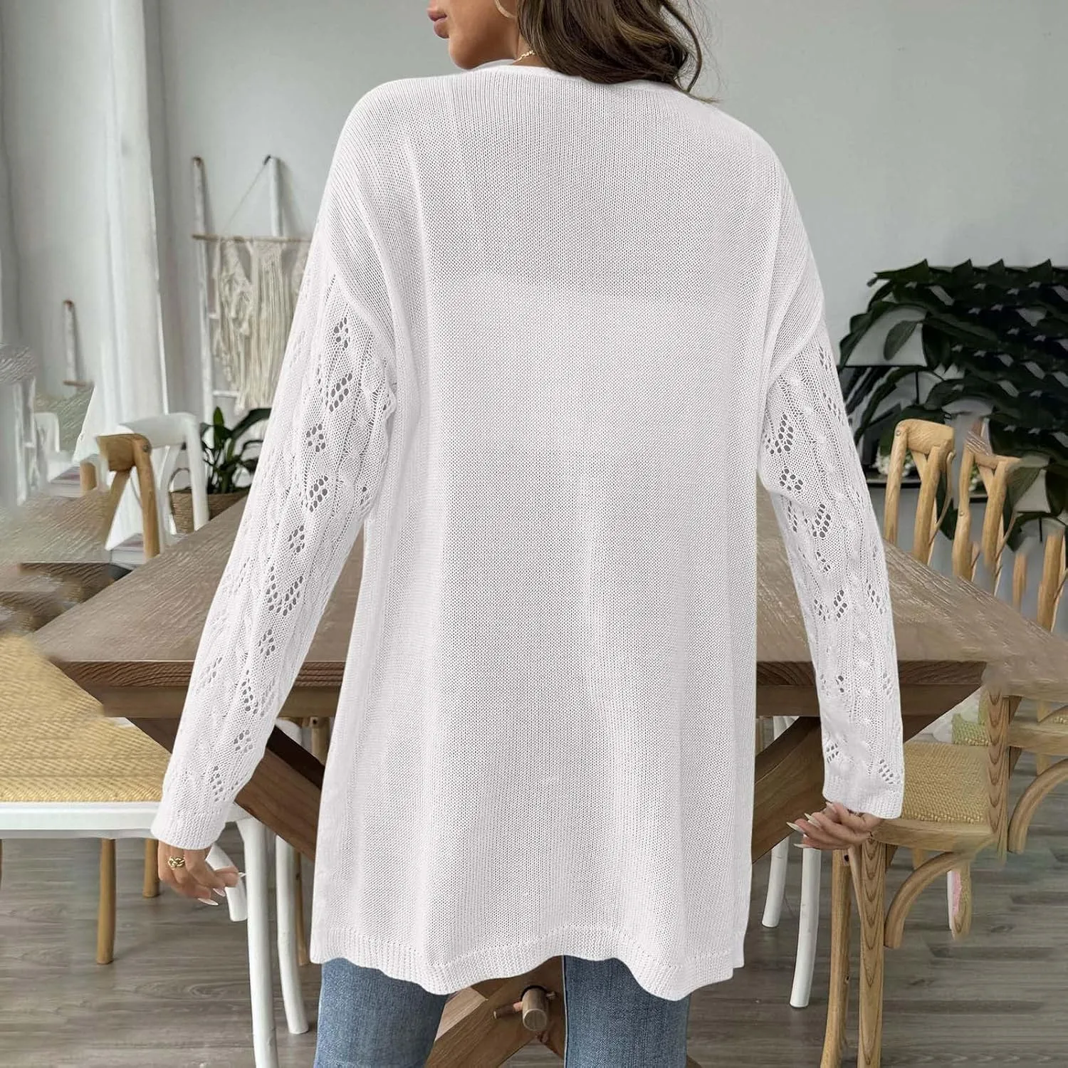 Chic Cable Knit Cardigan for Womens Open Front Cardigan Sweaters Fashion Crochet Cable Knit Chunky Outwear Coats