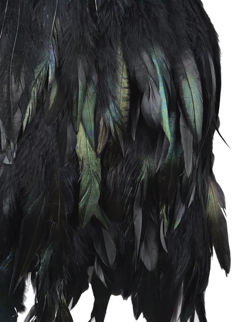 Choies Women Feather Mid Waist Black Mini A-line Skirt