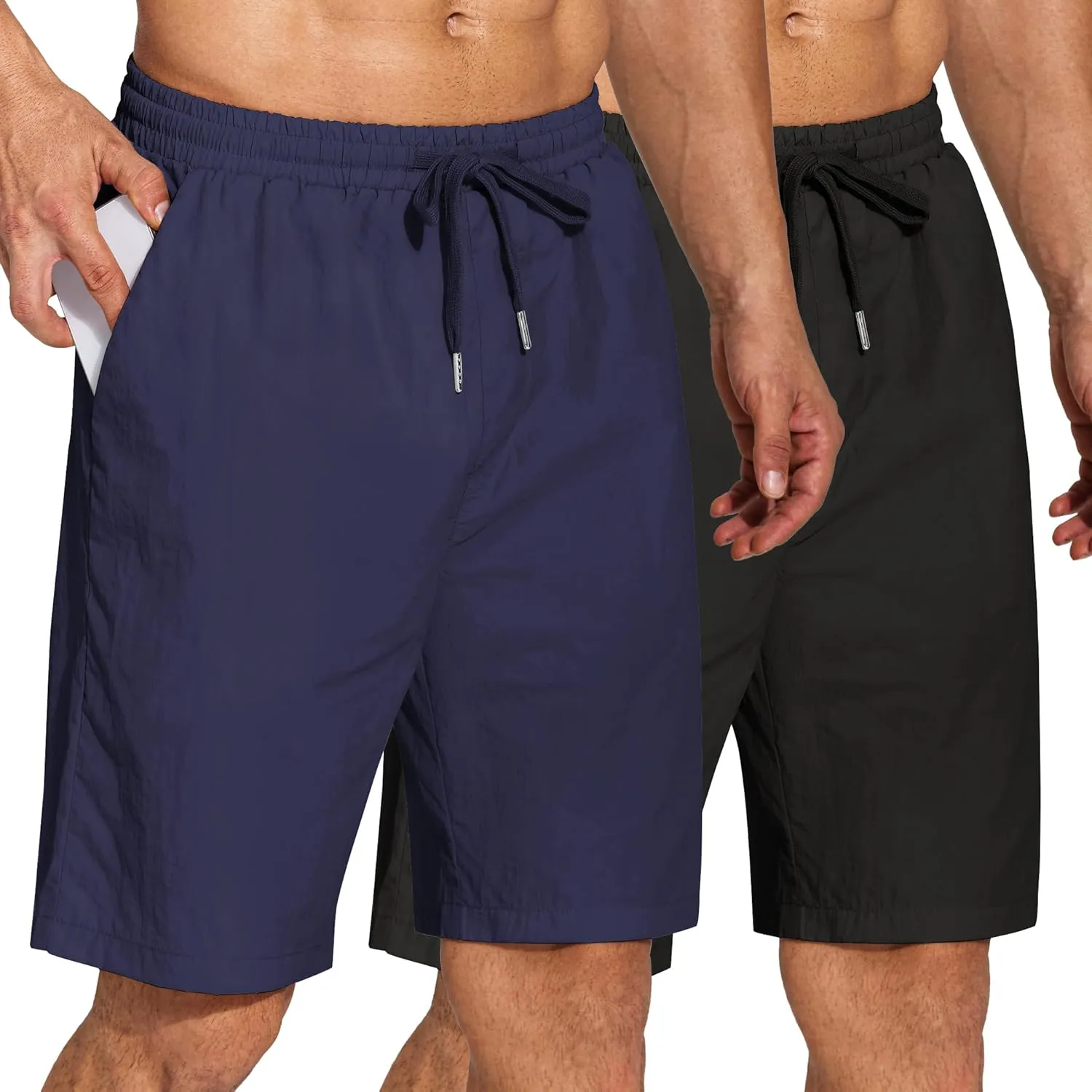 COOFANDY Men's Summer Beach Shorts Lightweight Elastic Waist Drawstring Casual Shorts with Pocket