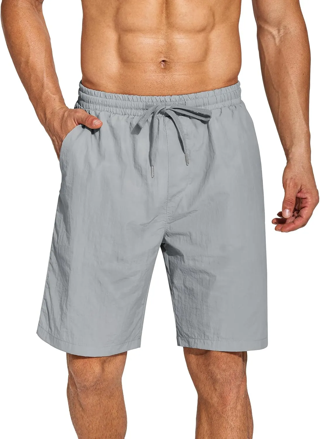 COOFANDY Men's Summer Beach Shorts Lightweight Elastic Waist Drawstring Casual Shorts with Pocket