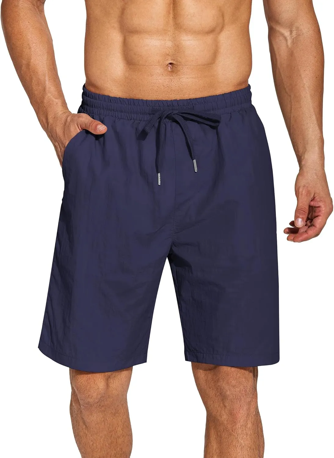 COOFANDY Men's Summer Beach Shorts Lightweight Elastic Waist Drawstring Casual Shorts with Pocket
