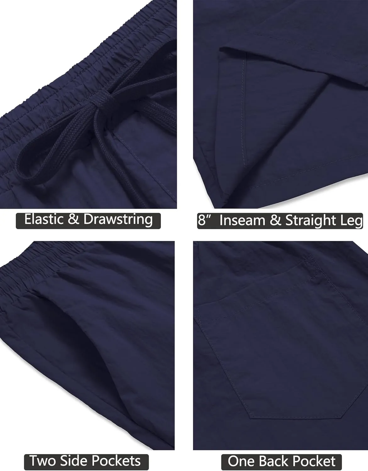 COOFANDY Men's Summer Beach Shorts Lightweight Elastic Waist Drawstring Casual Shorts with Pocket