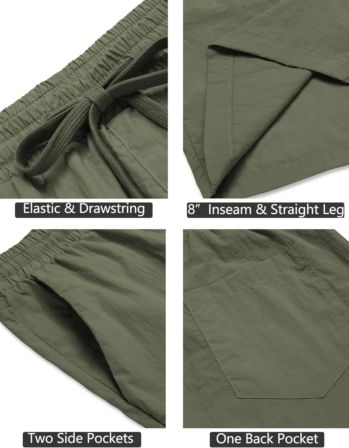 COOFANDY Men's Summer Beach Shorts Lightweight Elastic Waist Drawstring Casual Shorts with Pocket