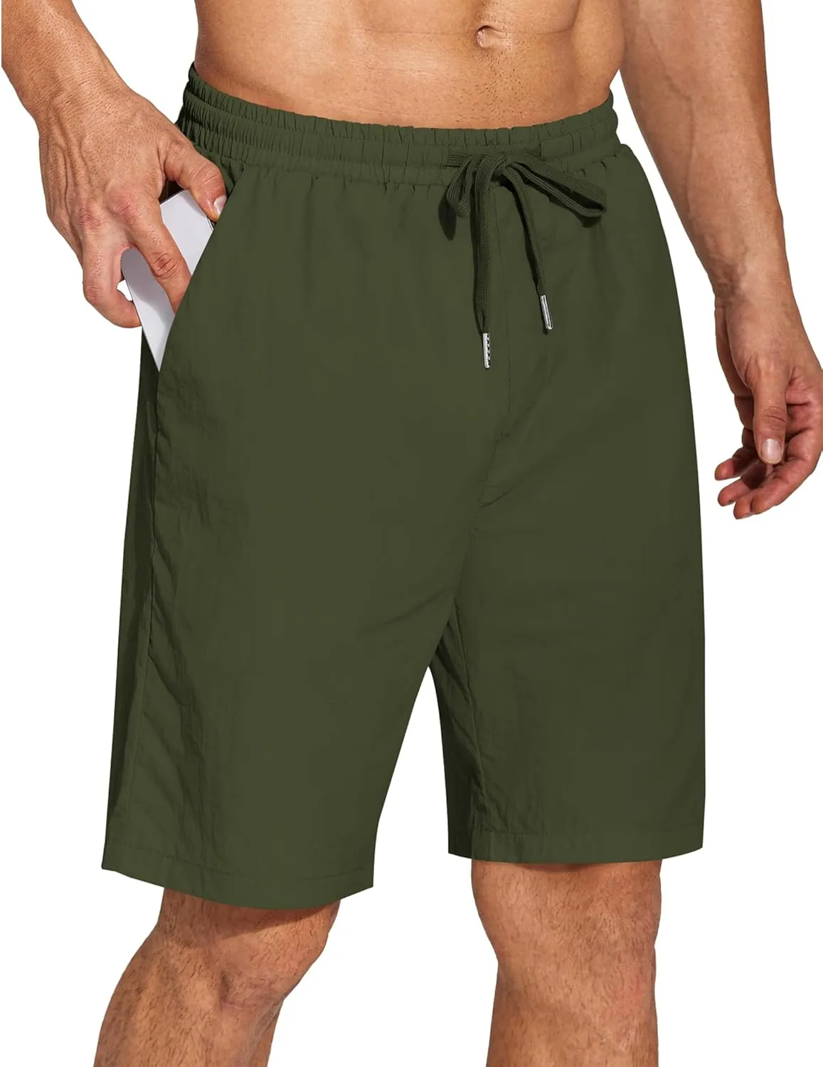 COOFANDY Men's Summer Beach Shorts Lightweight Elastic Waist Drawstring Casual Shorts with Pocket