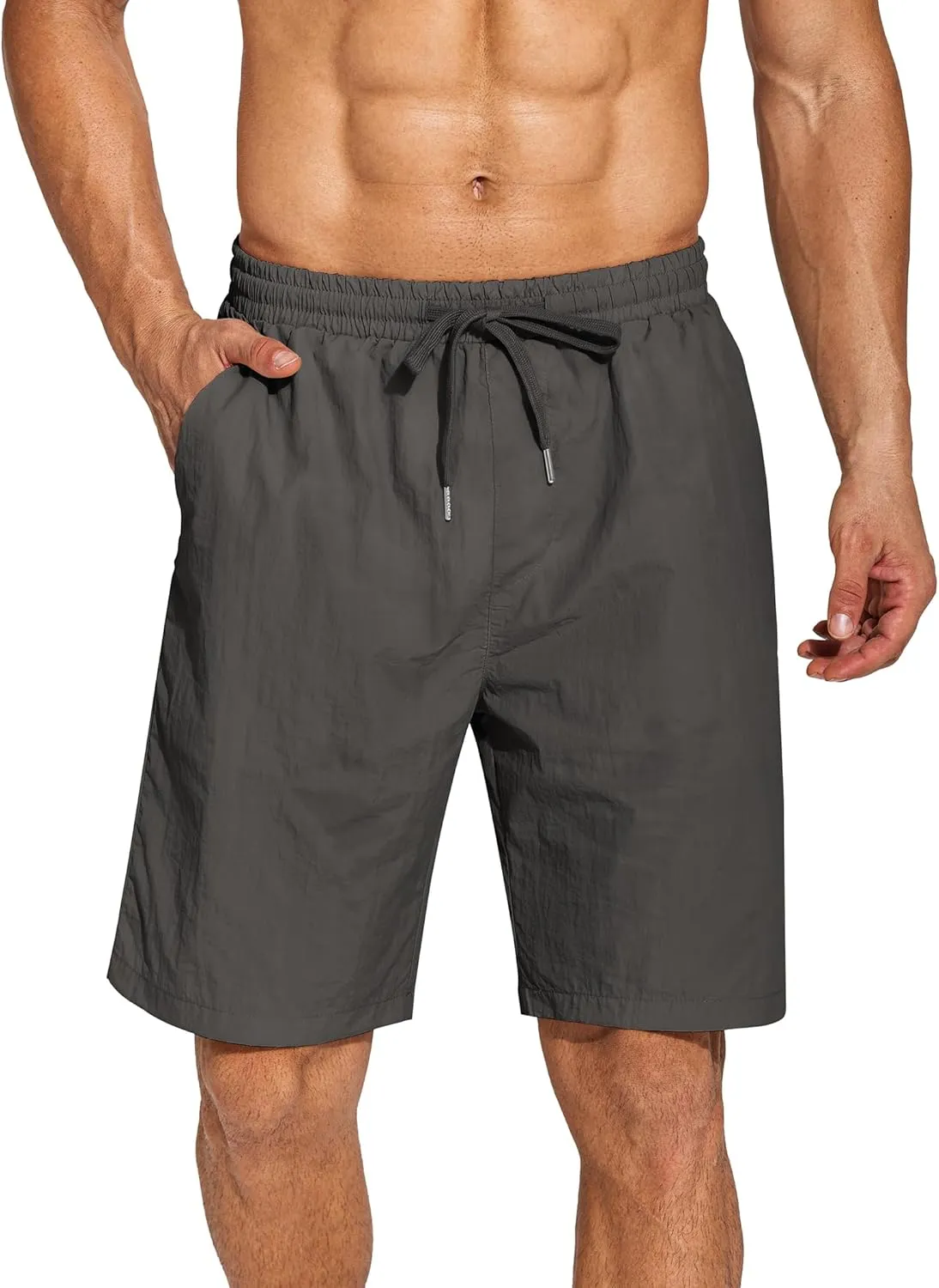 COOFANDY Men's Summer Beach Shorts Lightweight Elastic Waist Drawstring Casual Shorts with Pocket