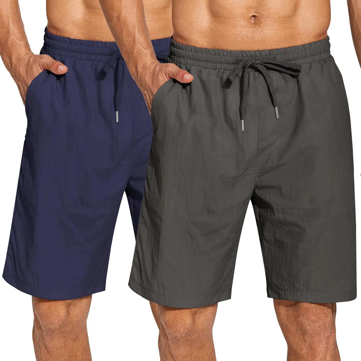 COOFANDY Men's Summer Beach Shorts Lightweight Elastic Waist Drawstring Casual Shorts with Pocket