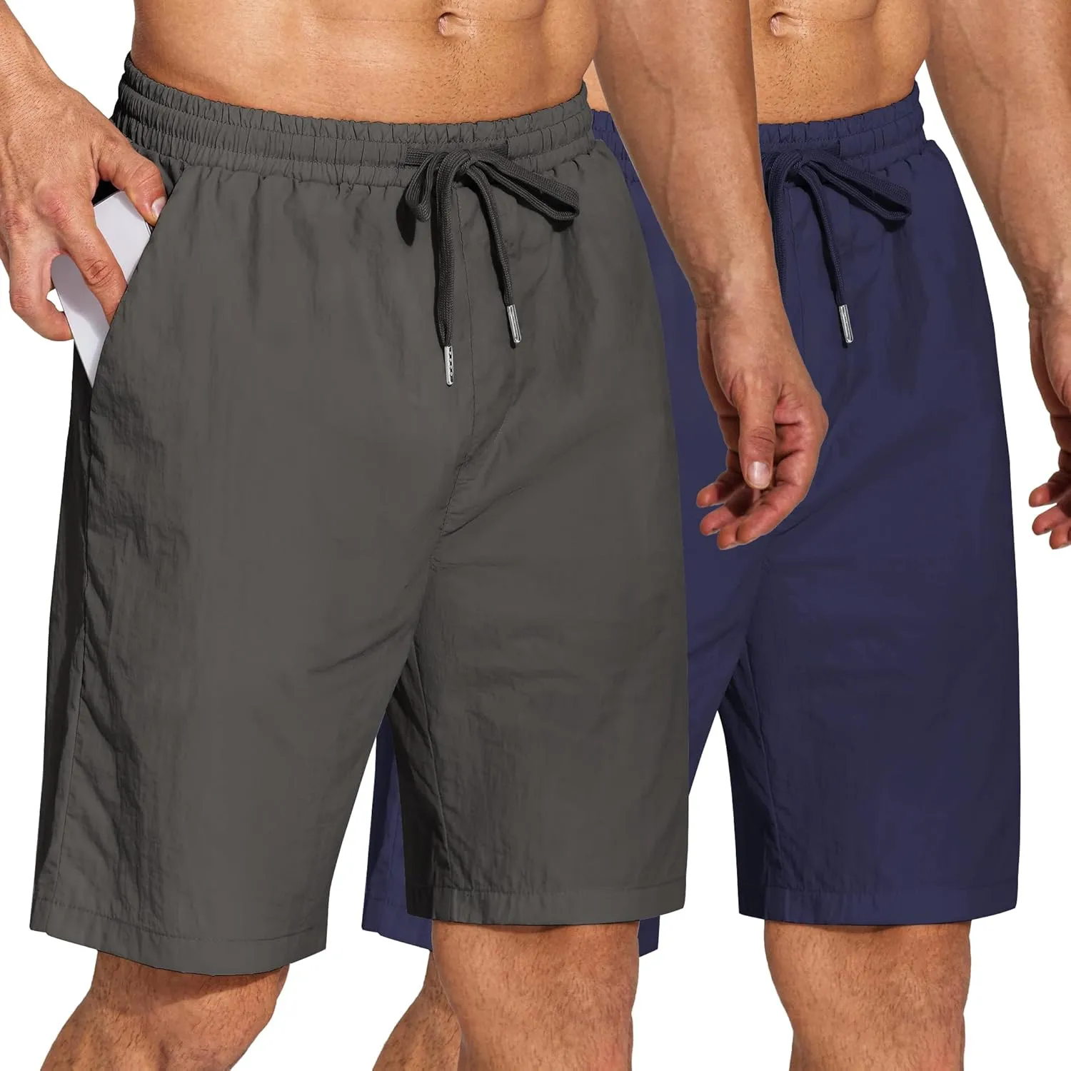 COOFANDY Men's Summer Beach Shorts Lightweight Elastic Waist Drawstring Casual Shorts with Pocket