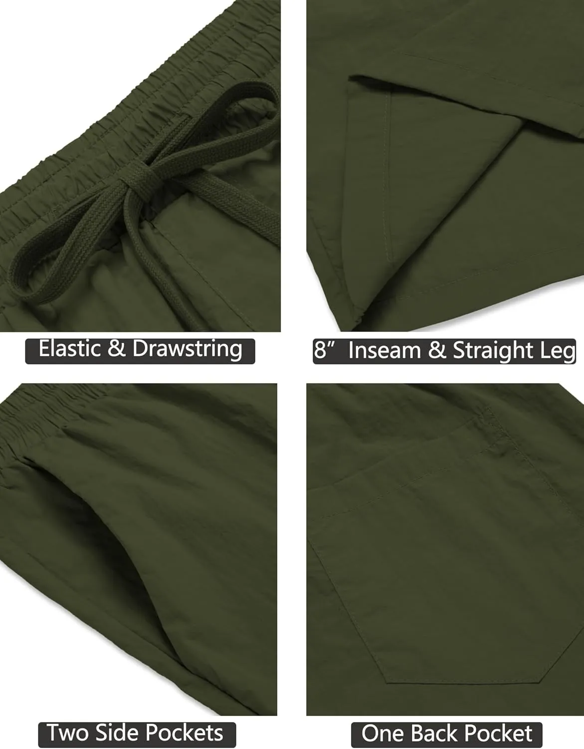 COOFANDY Men's Summer Beach Shorts Lightweight Elastic Waist Drawstring Casual Shorts with Pocket