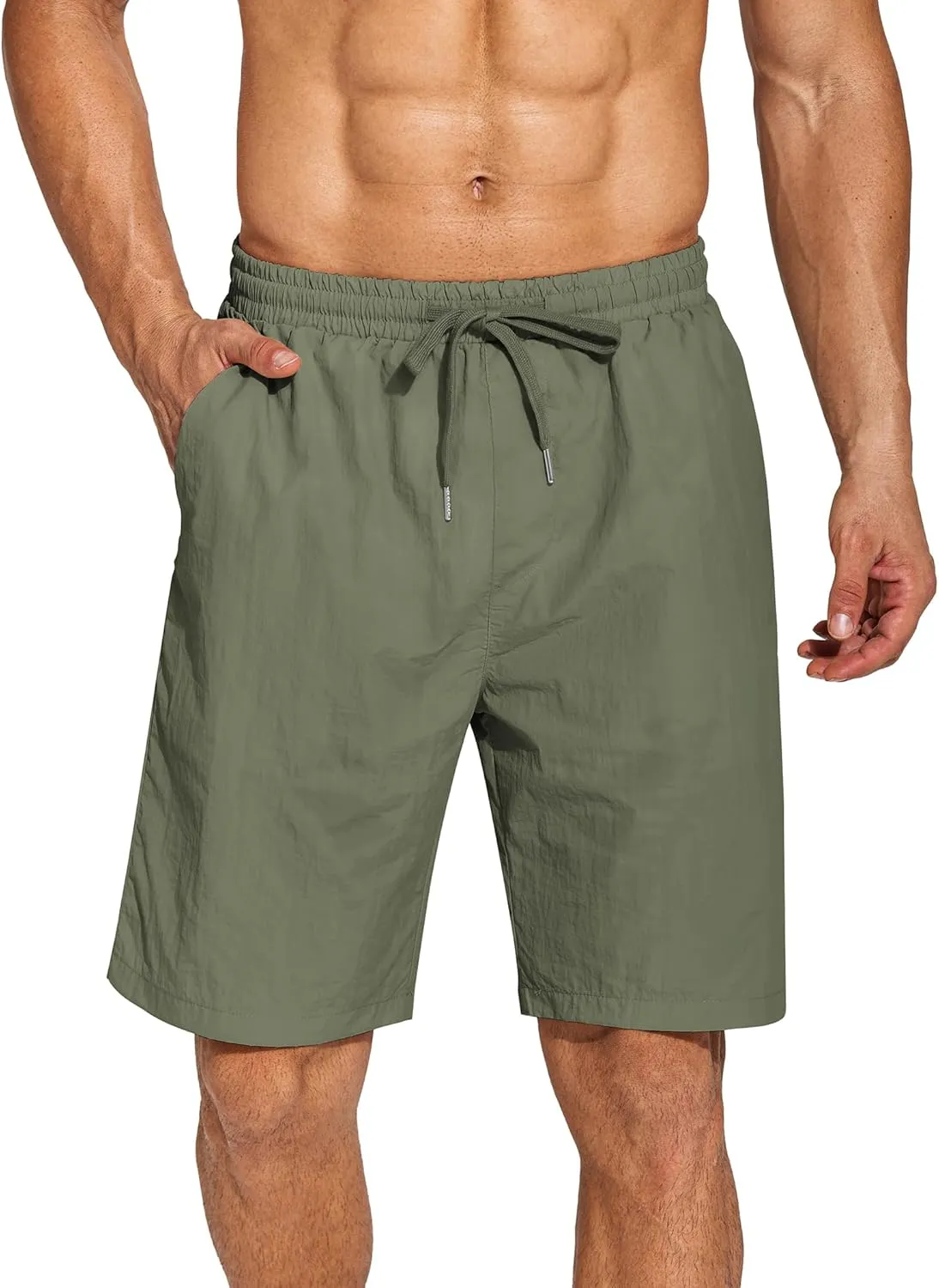 COOFANDY Men's Summer Beach Shorts Lightweight Elastic Waist Drawstring Casual Shorts with Pocket