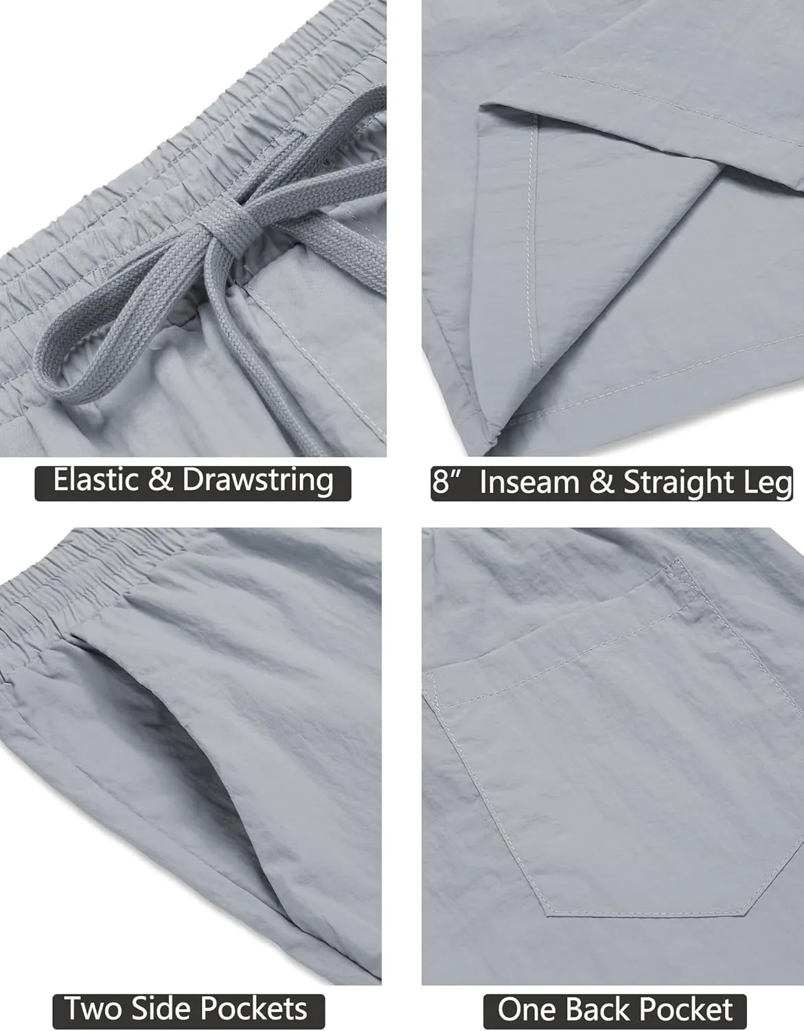 COOFANDY Men's Summer Beach Shorts Lightweight Elastic Waist Drawstring Casual Shorts with Pocket