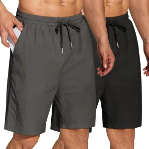 COOFANDY Men's Summer Beach Shorts Lightweight Elastic Waist Drawstring Casual Shorts with Pocket
