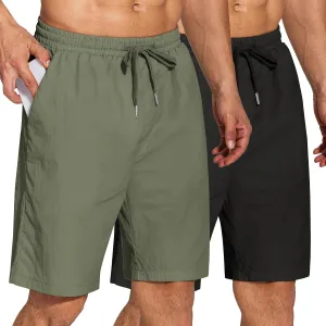 COOFANDY Men's Summer Beach Shorts Lightweight Elastic Waist Drawstring Casual Shorts with Pocket