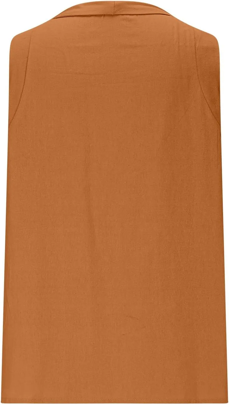 Cotton Linen Tank Tops for Women Casual Pleated Crewneck Sleeveless Summer Tank Shirts 2025 Solid Beach Dressy Vest