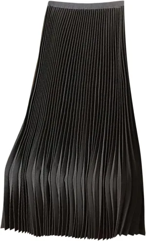 DDAPJ pyju Women's Pleated Maxi Skirt Satin Metallic Accordion Skirts Plus Size Casual High Waist Flowy A-Line Long Skirt