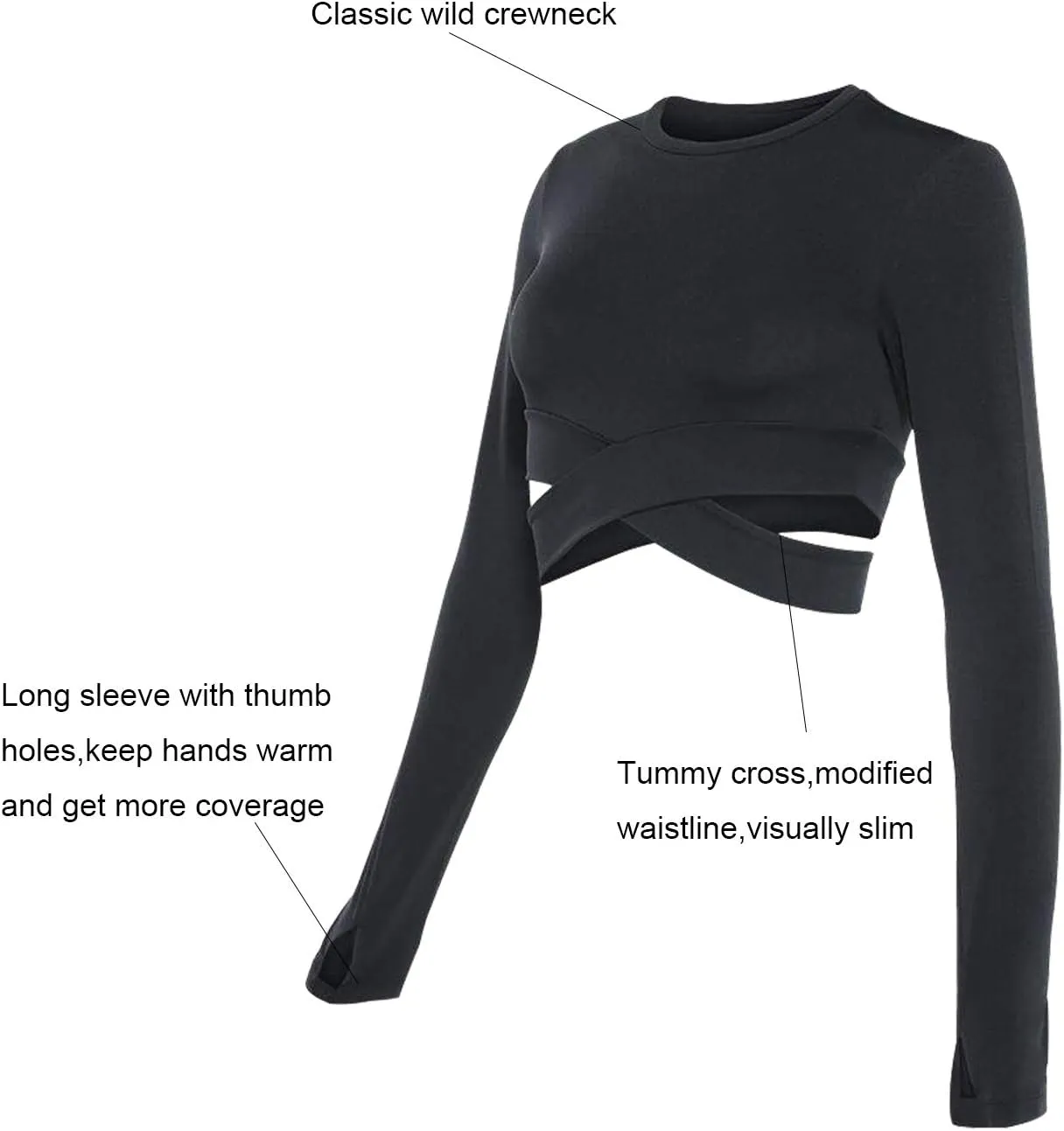 DREAM SLIM Short Sleeve Crop Tops for Women Tummy Cross Fitted Yoga Running Shirts Gym Workout Cropped Tank Tops