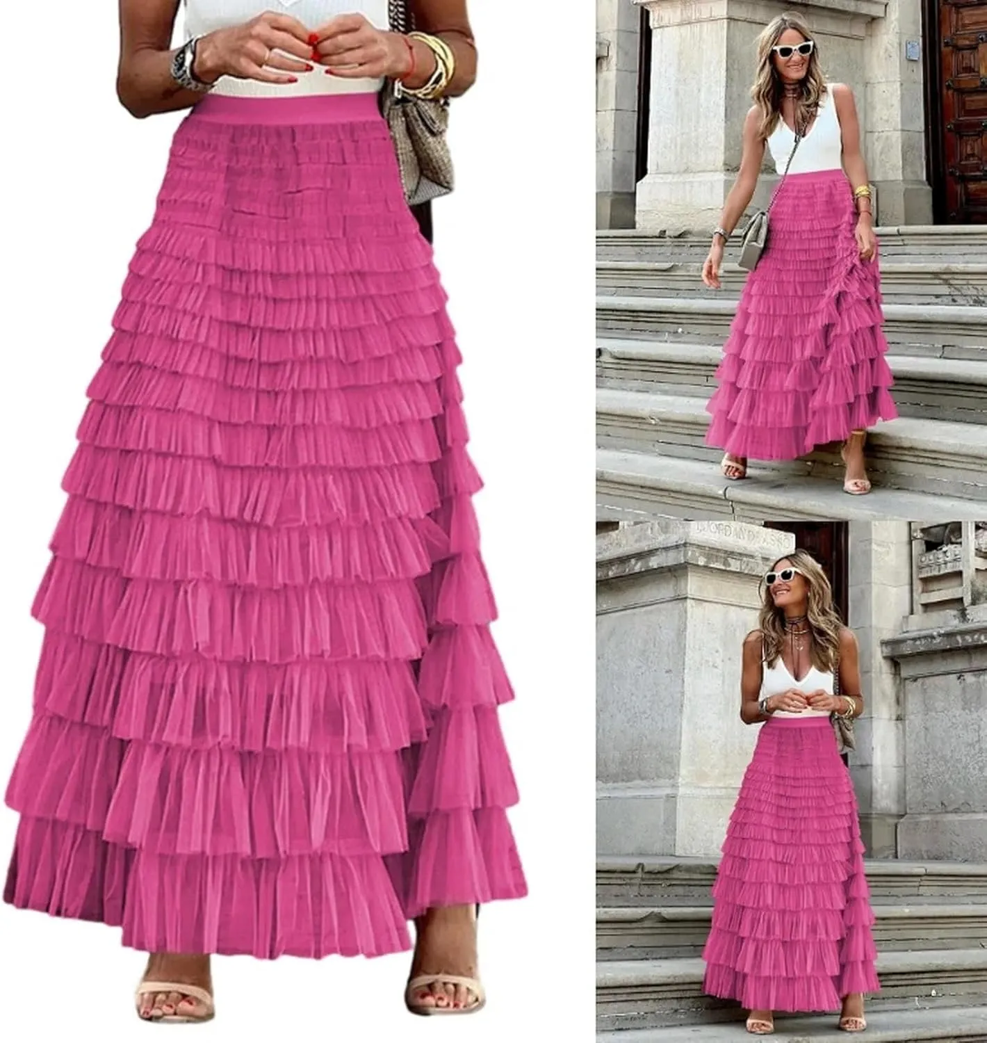 Elegant Fairy Tulle Tiered Skirt A Line Skirt Ruffle Layered Long Skirt