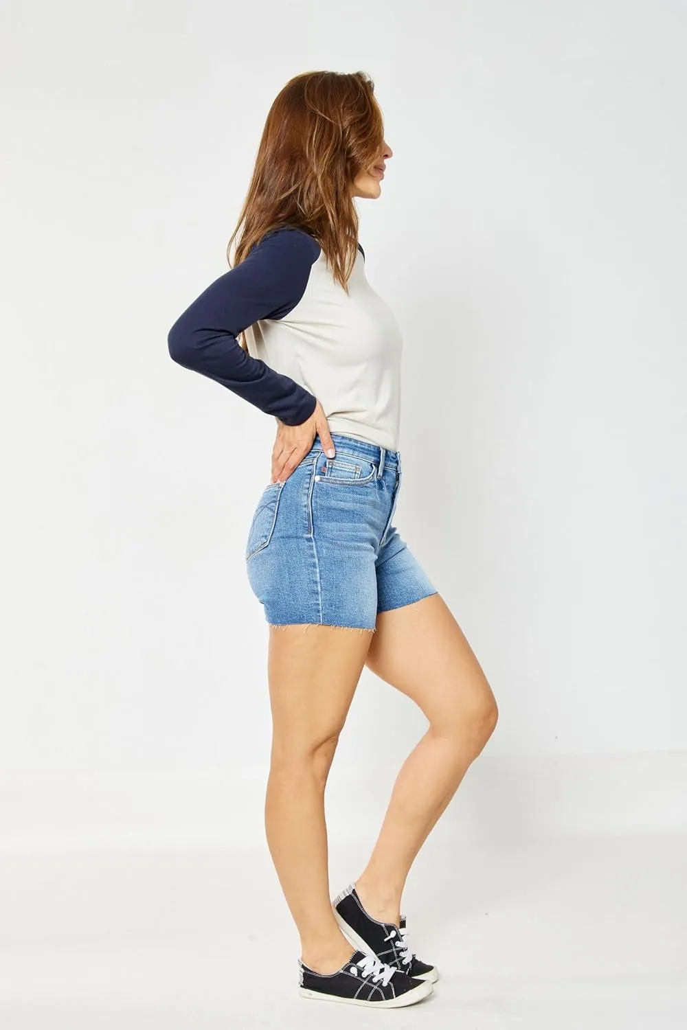 Fiercely Bella Boutique' High-Waist Classic Denim Shorts (15277)