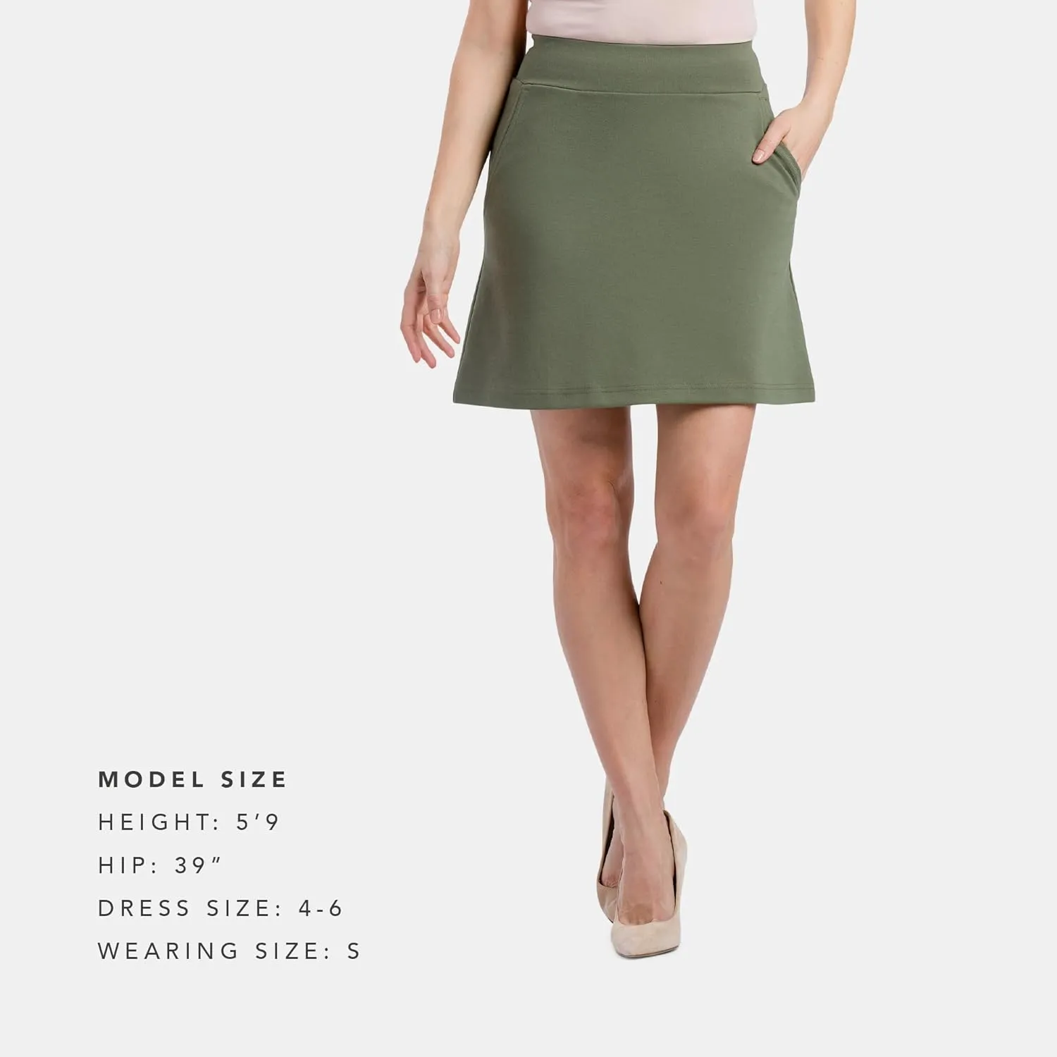 Fishers Finery Women's Ecofabric Ponte Stretch A-Line Skirt with Side Pockets