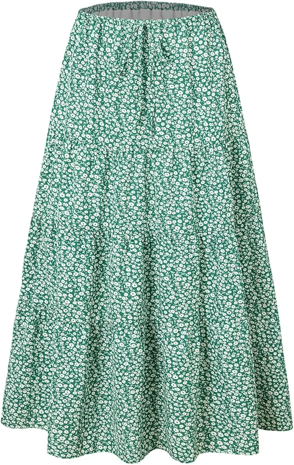 Floral Boho Maxi Skirts for Women 2025 Summer Vacation Elastic High Waisted Flowy A-Line Swing Skirt