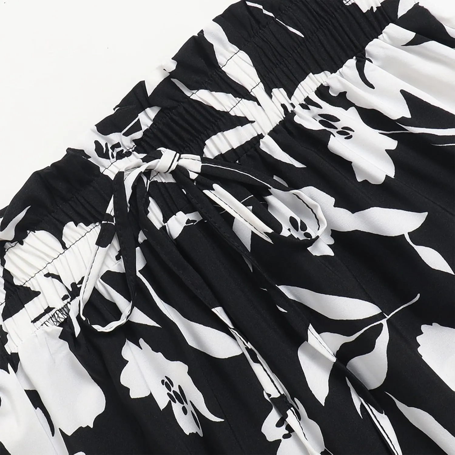 Floral Maxi Skirt for Women Summer Comfy Tiered Elastic High Waisted Midi Skirts A-Line Flowy Swing Long Skirts