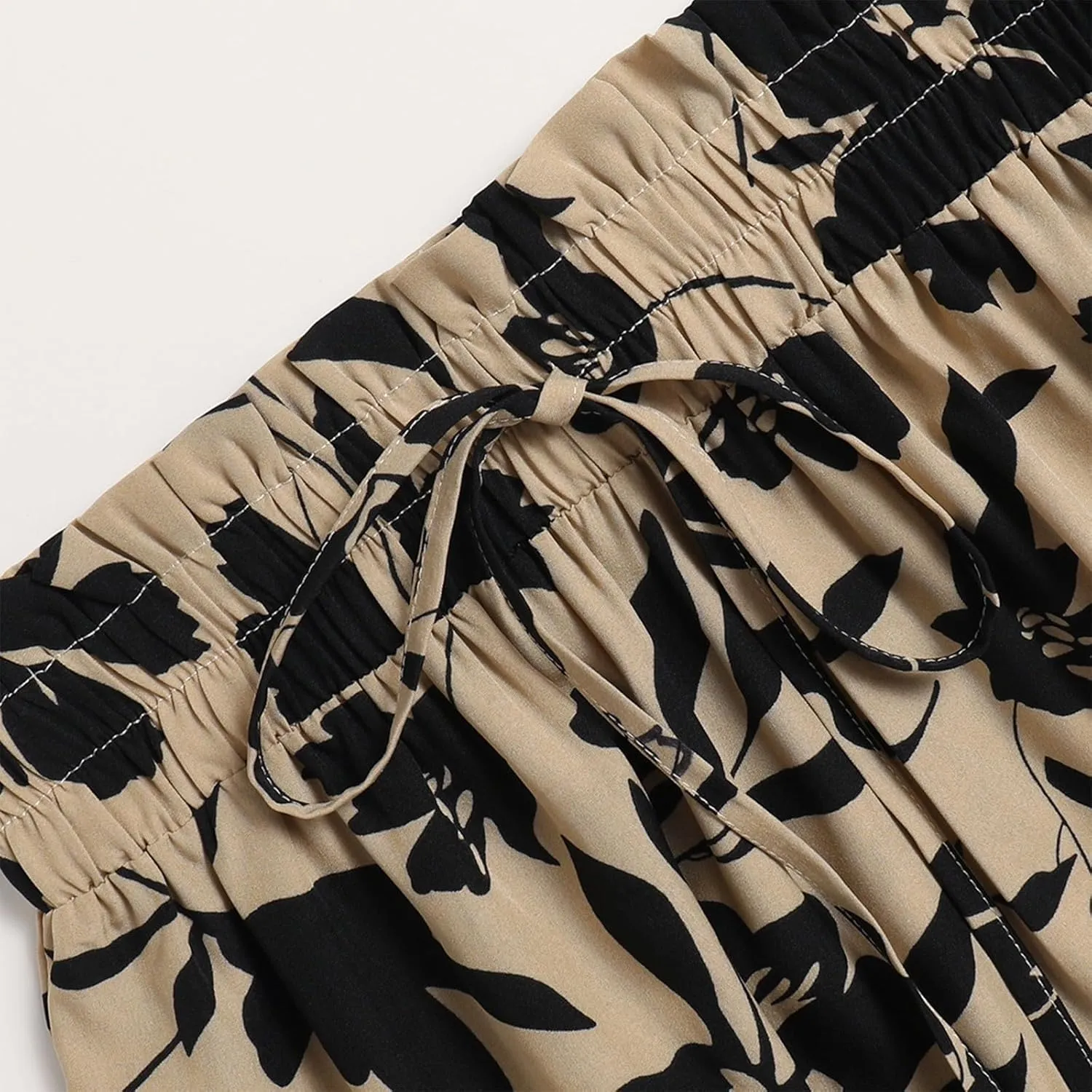 Floral Maxi Skirt for Women Summer Comfy Tiered Elastic High Waisted Midi Skirts A-Line Flowy Swing Long Skirts