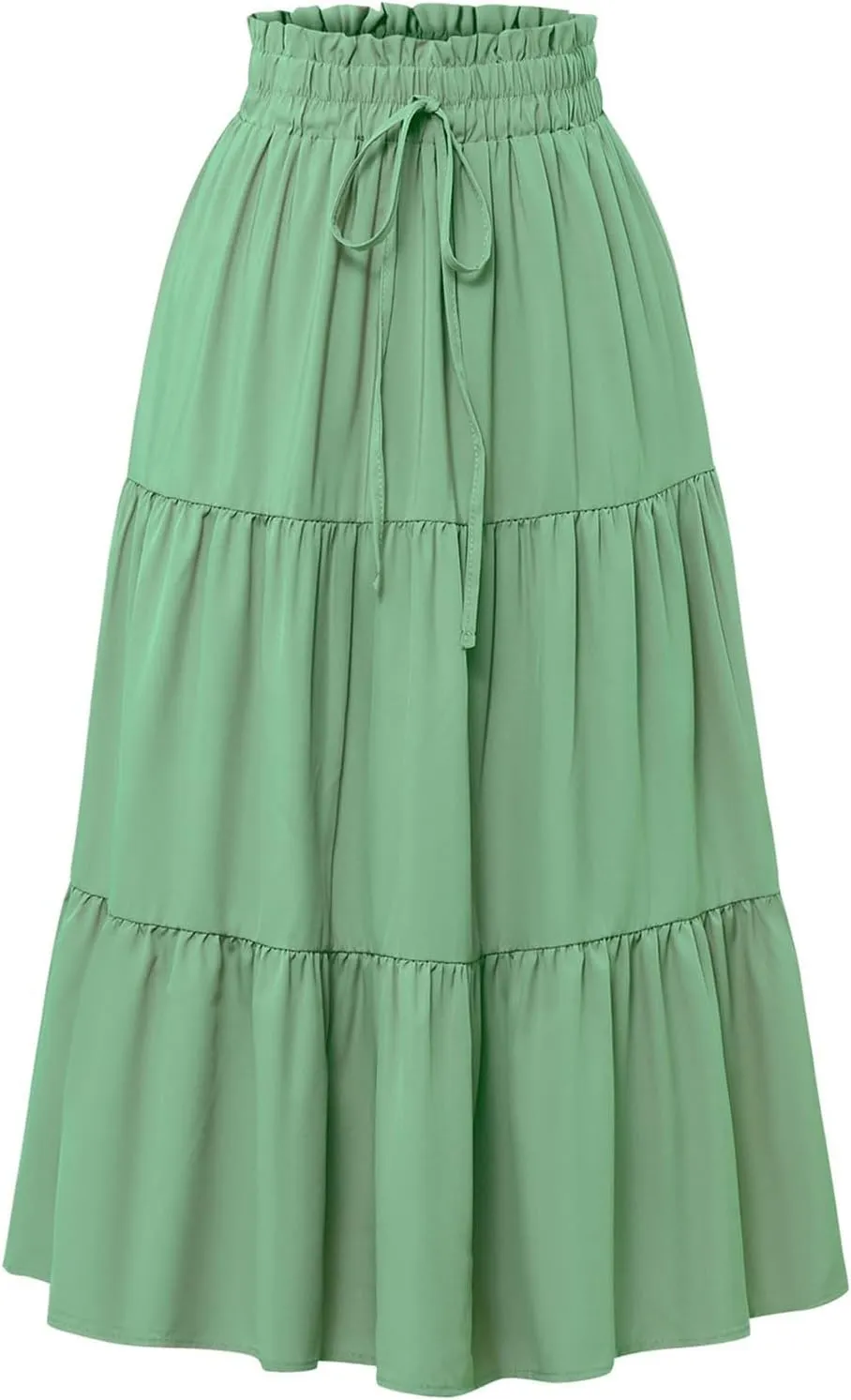 Floral Pleated Skirts for Women Midi Length Summer Casual Boho Renaissance Flowy Plus Size Tiered A Line Skirt