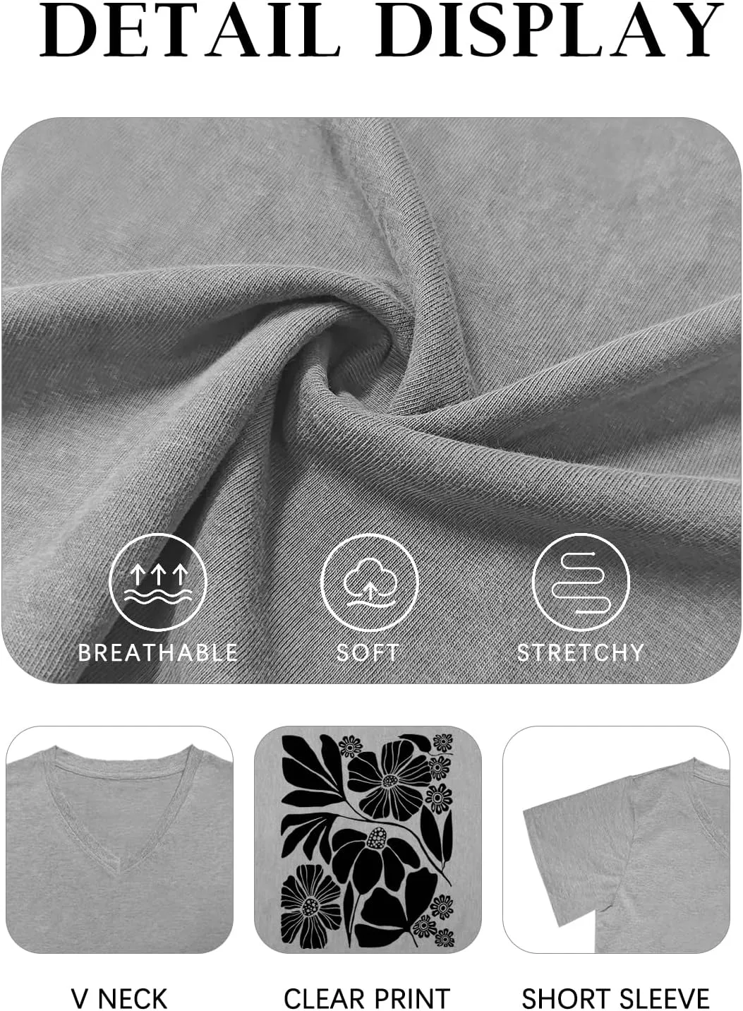 Flower Kindly Shirt for Women Funny Wildflower Plant T-Shirt Bohemian Summer Vacation V Neck Tops